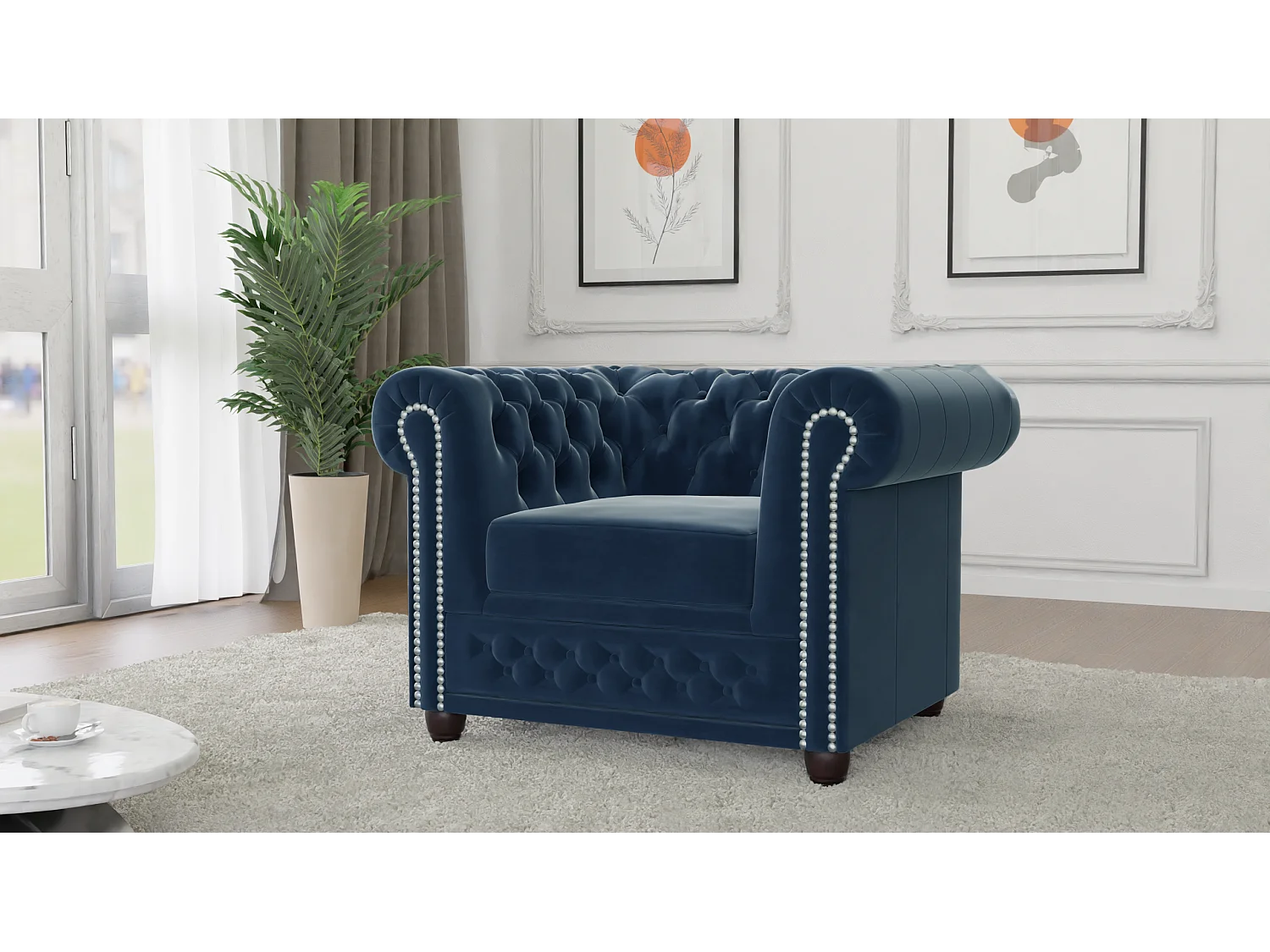 Chesterfield Liv Polstergarnitur mit Schlaffunktion 3+2+1 Samt Bezug