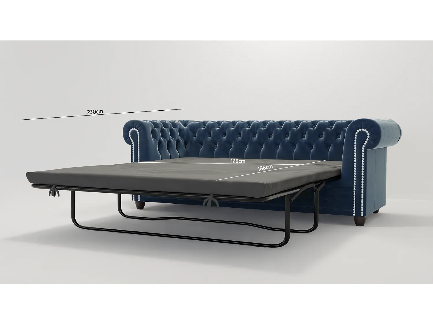 Chesterfield Liv Polstergarnitur mit Schlaffunktion 3+2+1 Samt Bezug