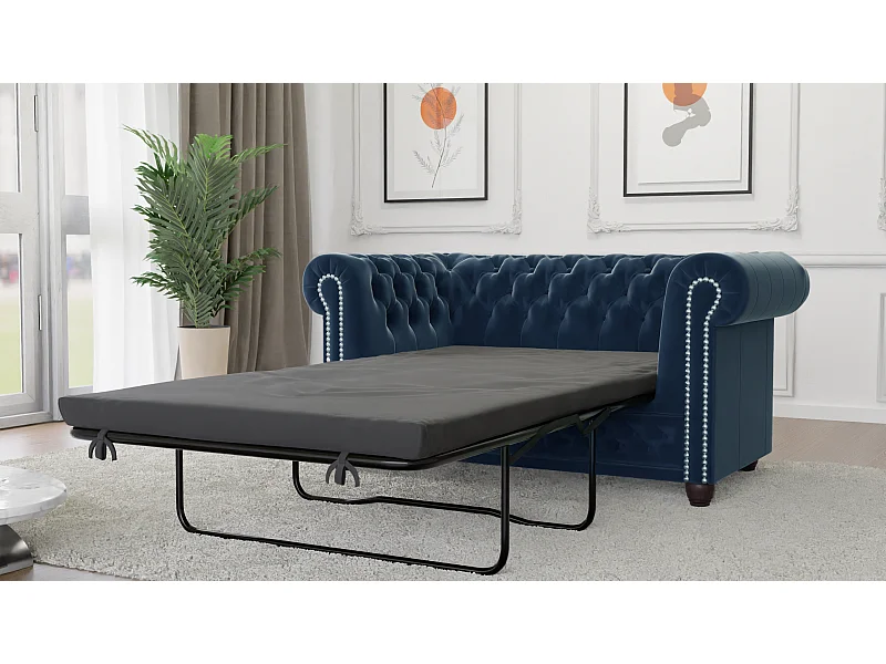 Liv 2-Sitzer Chesterfield Sofa mit Schlaffunktion Samt Bezug