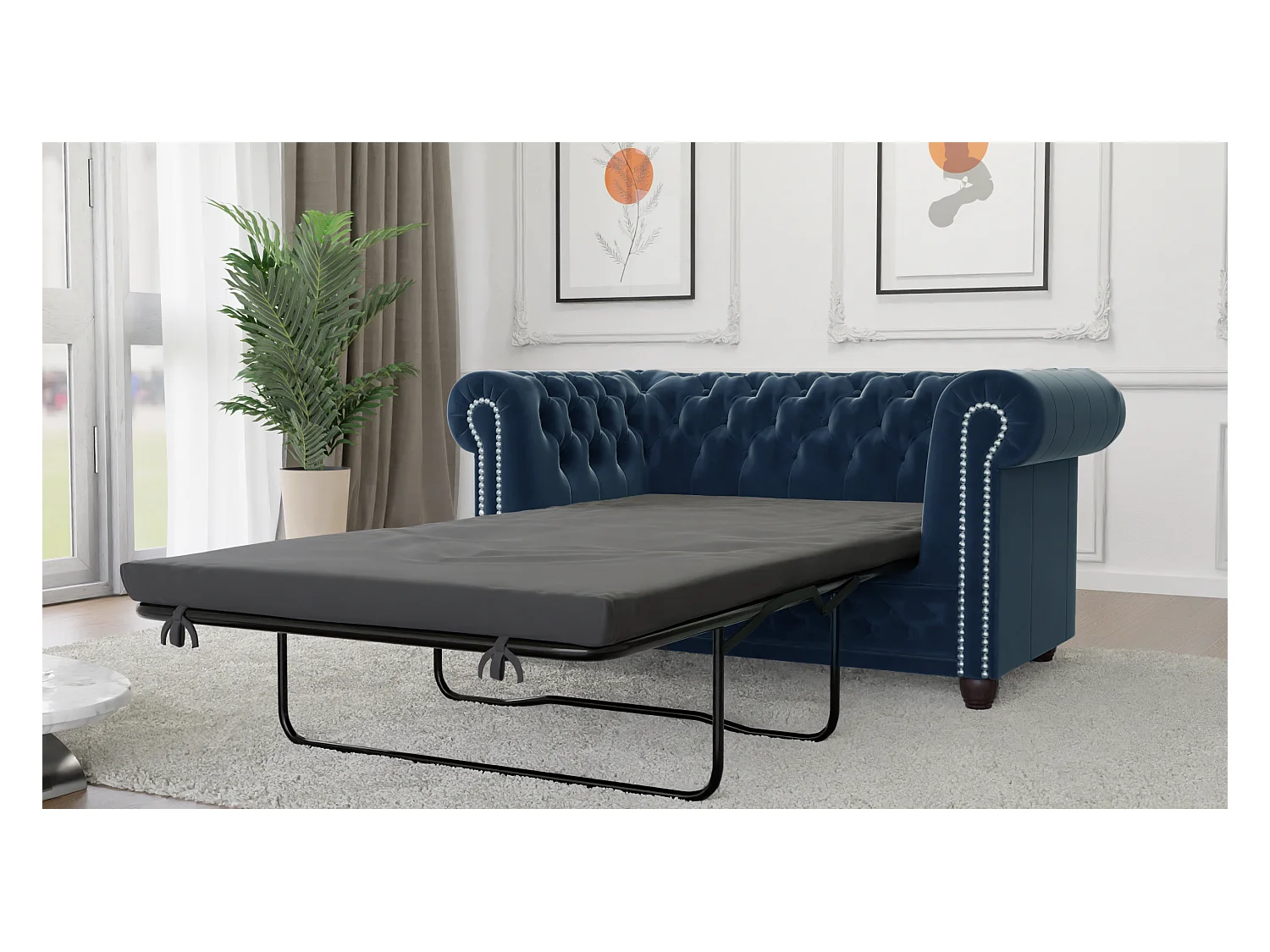Liv 2-Sitzer Chesterfield Sofa mit Schlaffunktion Samt Bezug