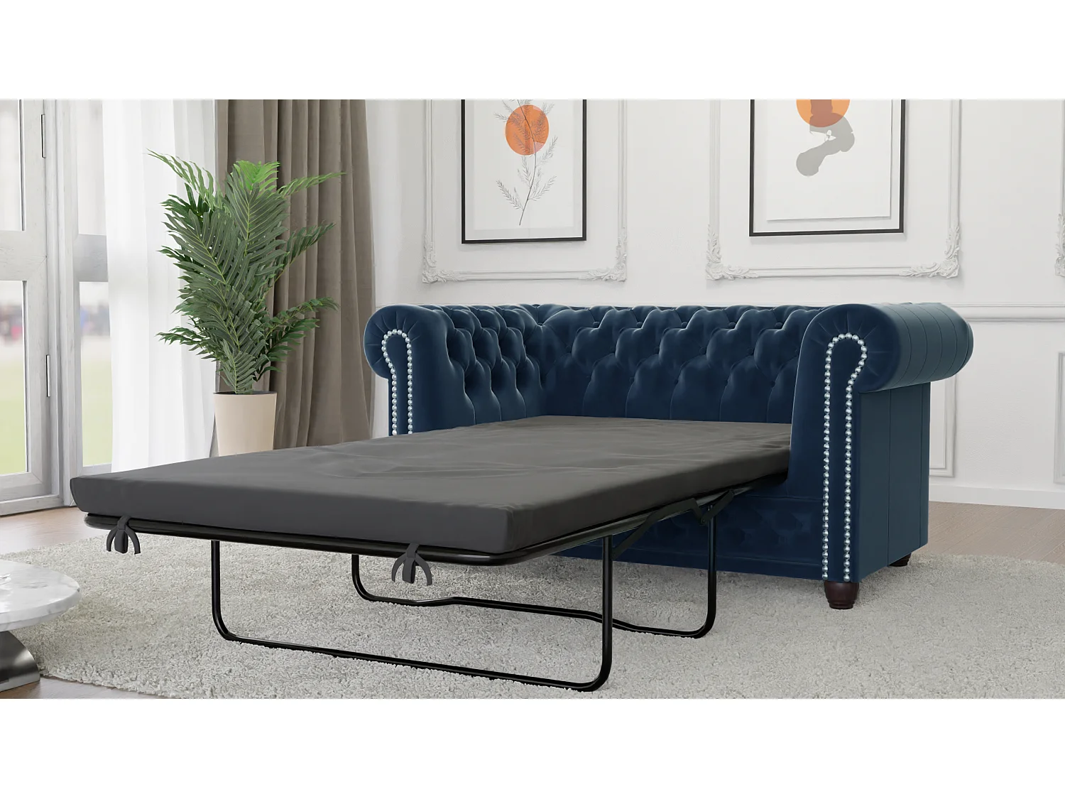 Liv 2-Sitzer Chesterfield Sofa mit Schlaffunktion Samt Bezug