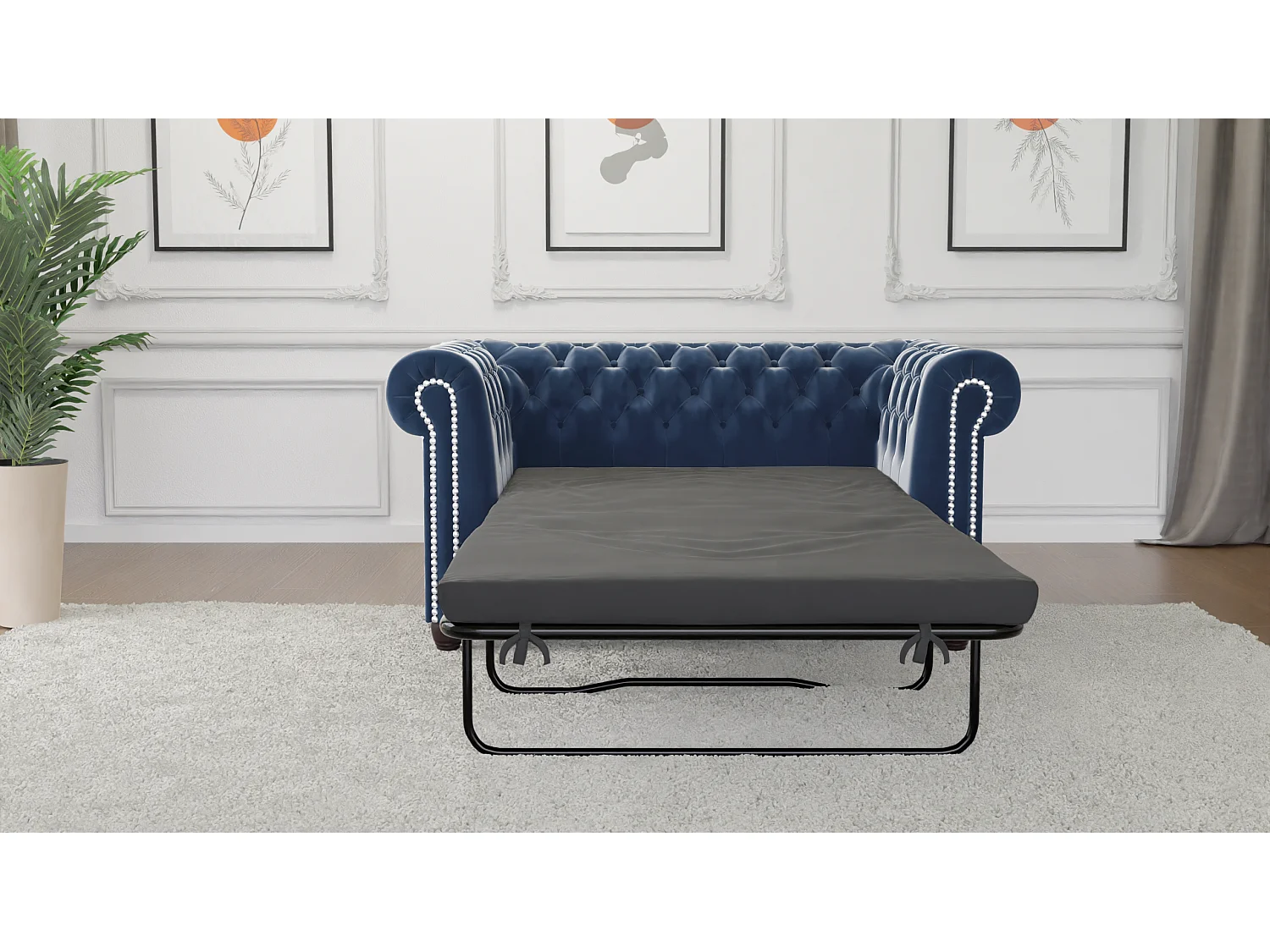 Liv 2-Sitzer Chesterfield Sofa mit Schlaffunktion Samt Bezug