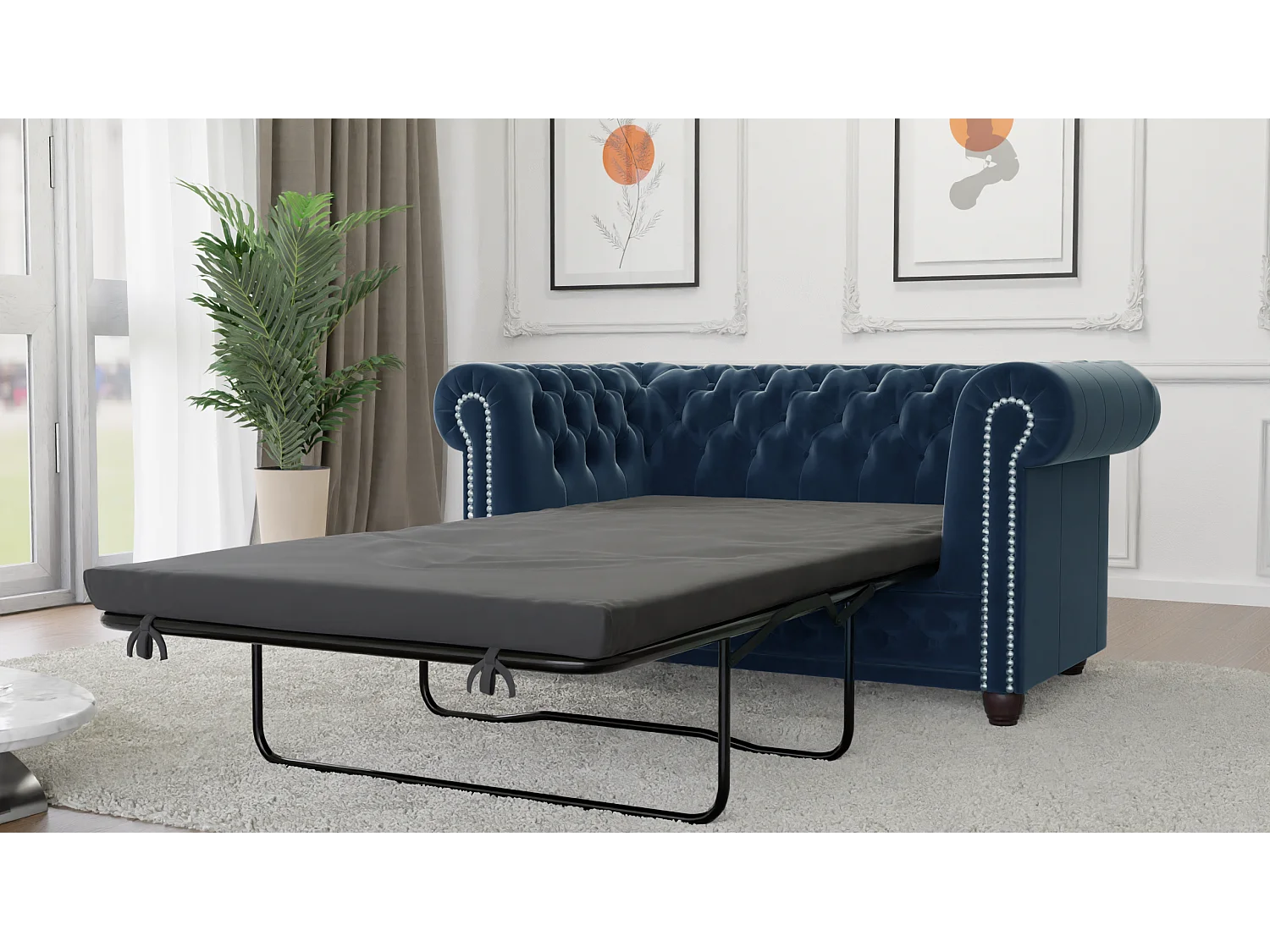 Liv 2-Sitzer Chesterfield Sofa mit Schlaffunktion Samt Bezug