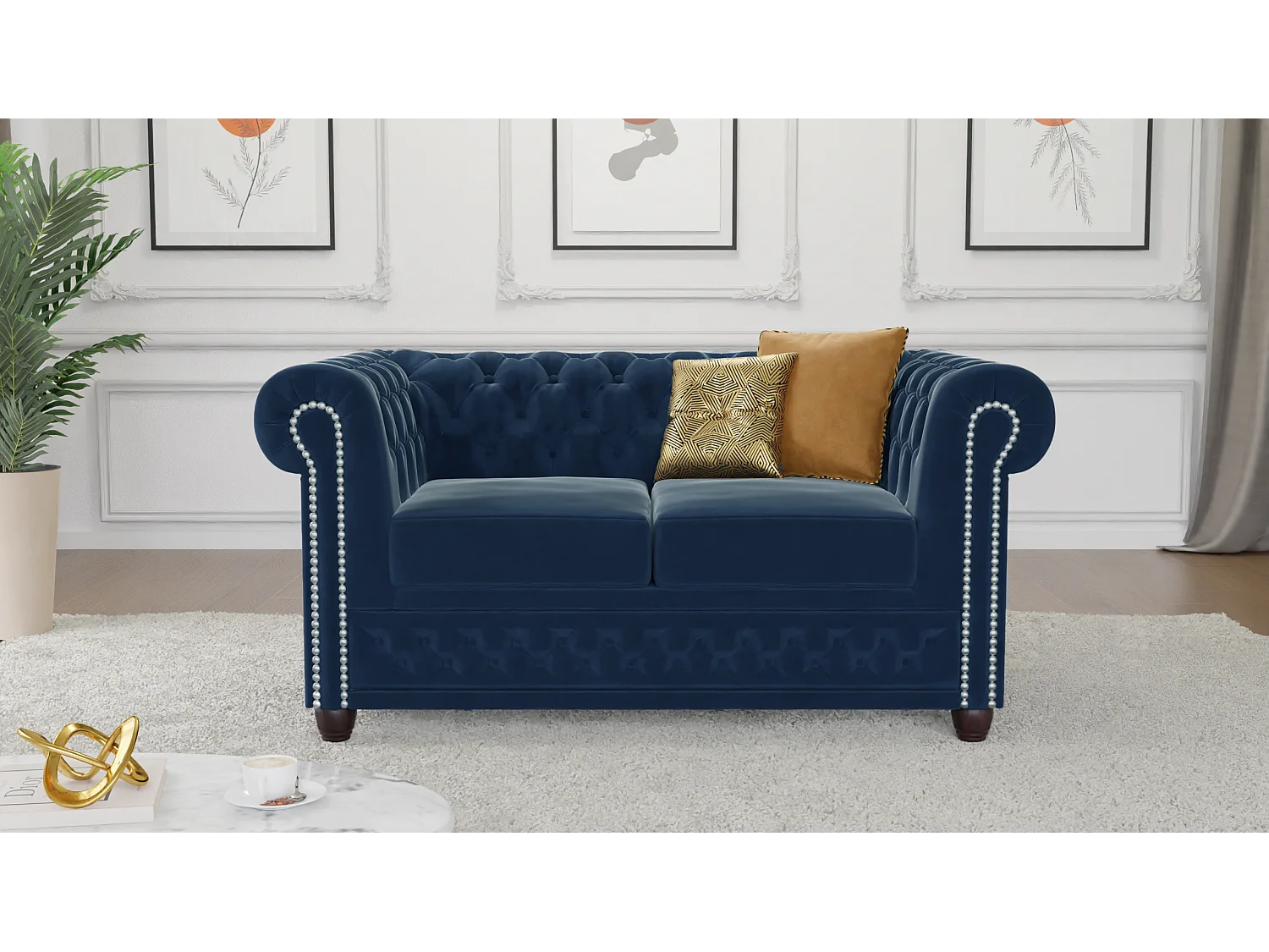 Liv 2-Sitzer Chesterfield Sofa mit Schlaffunktion Samt Bezug