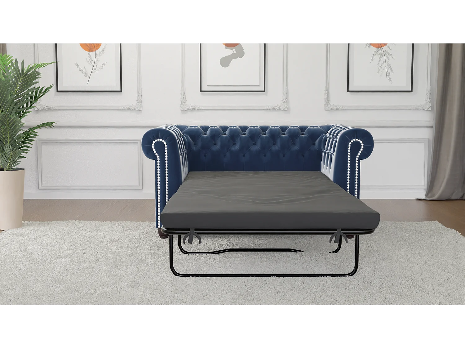 Liv 2-Sitzer Chesterfield Sofa mit Schlaffunktion Samt Bezug