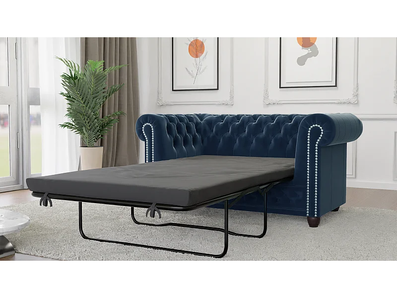 Liv 2-Sitzer Chesterfield Sofa mit Schlaffunktion Samt Bezug