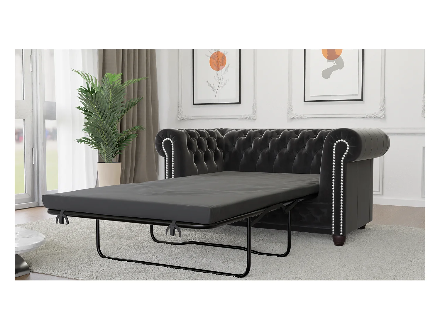 Liv 2-Sitzer Chesterfield Sofa mit Schlaffunktion Samt Bezug
