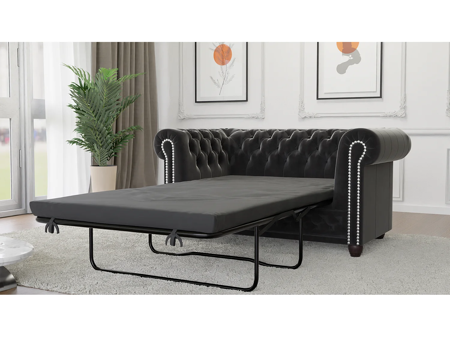 Liv 2-Sitzer Chesterfield Sofa mit Schlaffunktion Samt Bezug