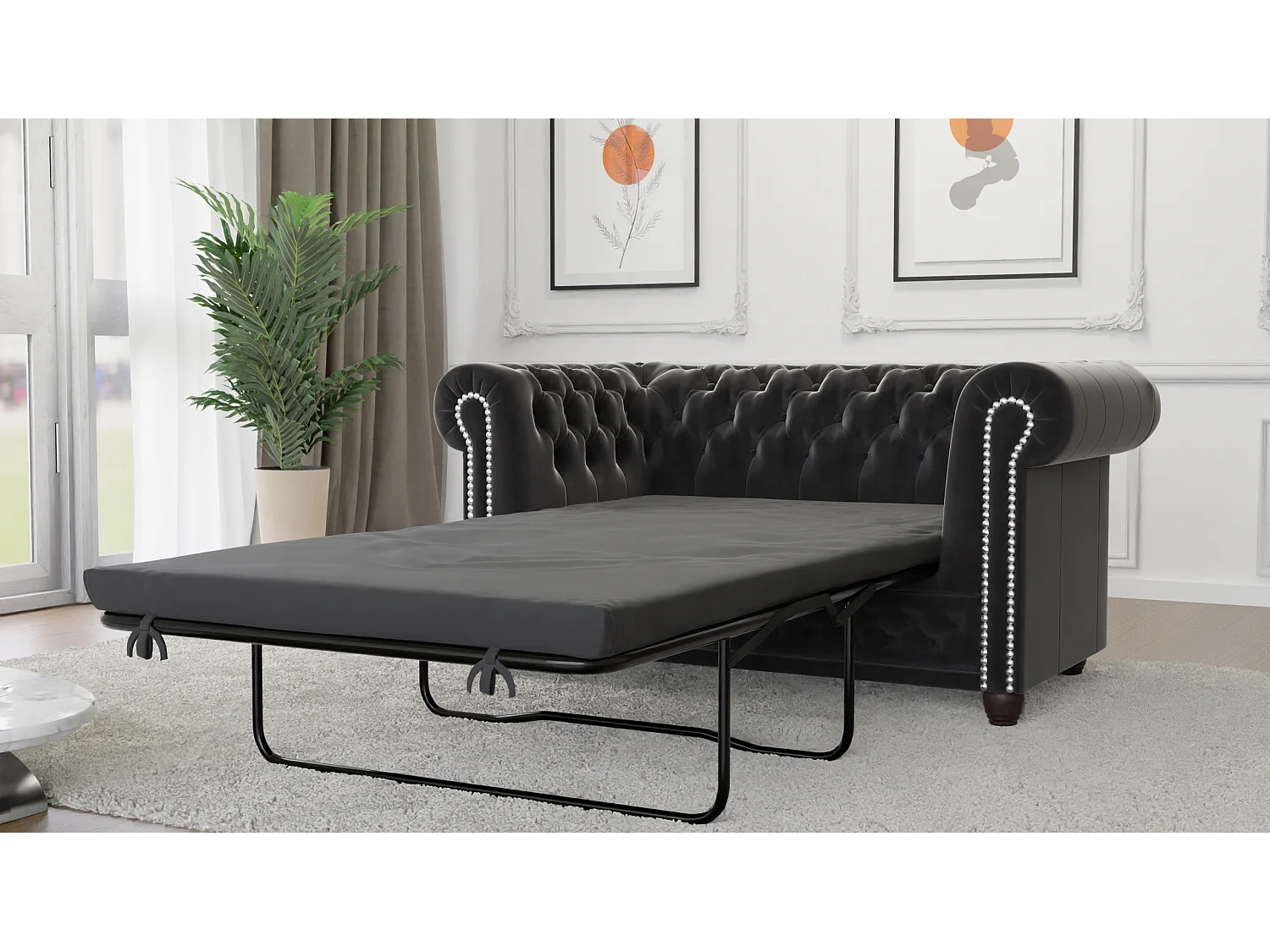 Liv 2-Sitzer Chesterfield Sofa mit Schlaffunktion Samt Bezug