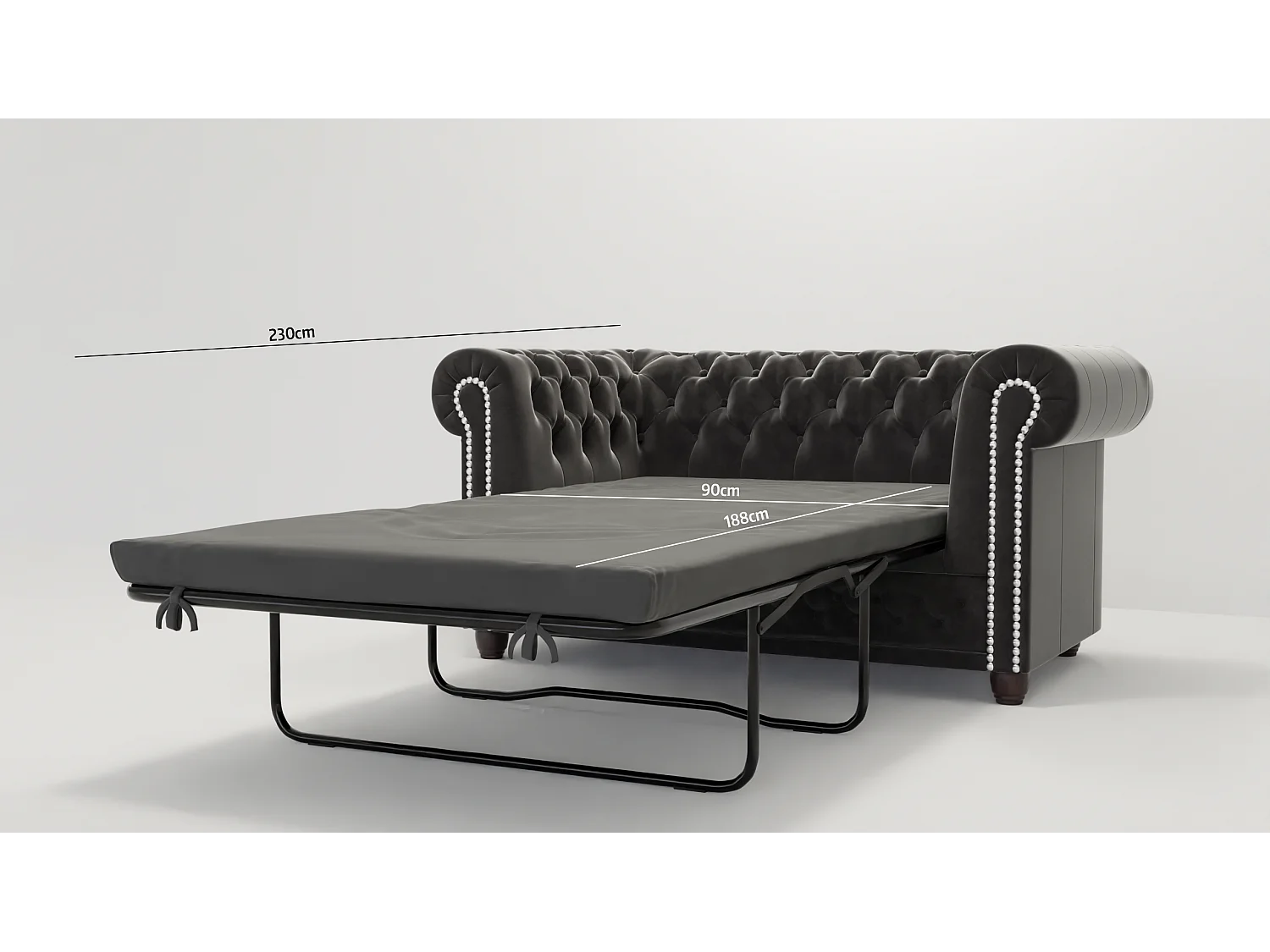 Liv 2-Sitzer Chesterfield Sofa mit Schlaffunktion Samt Bezug