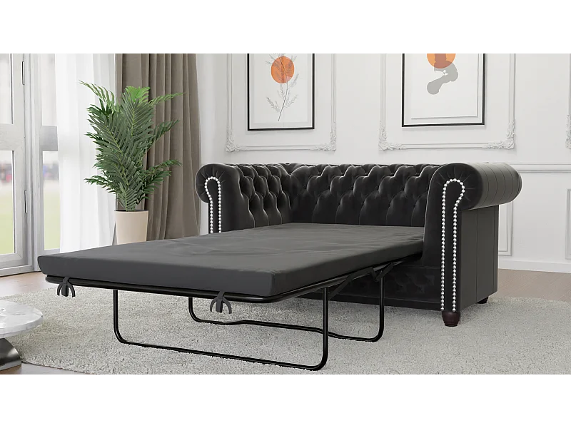 Liv 2-Sitzer Chesterfield Sofa mit Schlaffunktion Samt Bezug