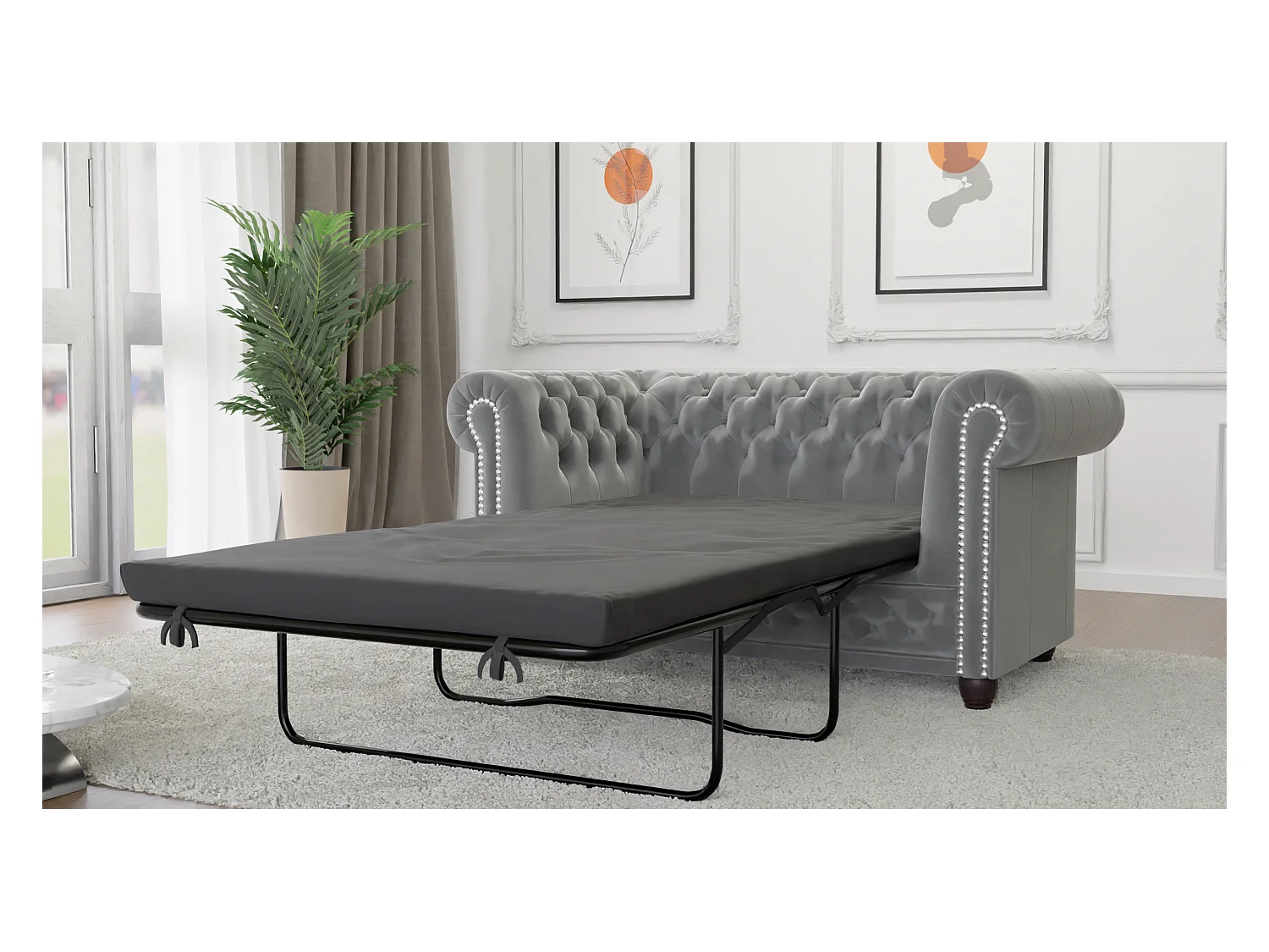 Liv 2-Sitzer Chesterfield Sofa mit Schlaffunktion Samt Bezug