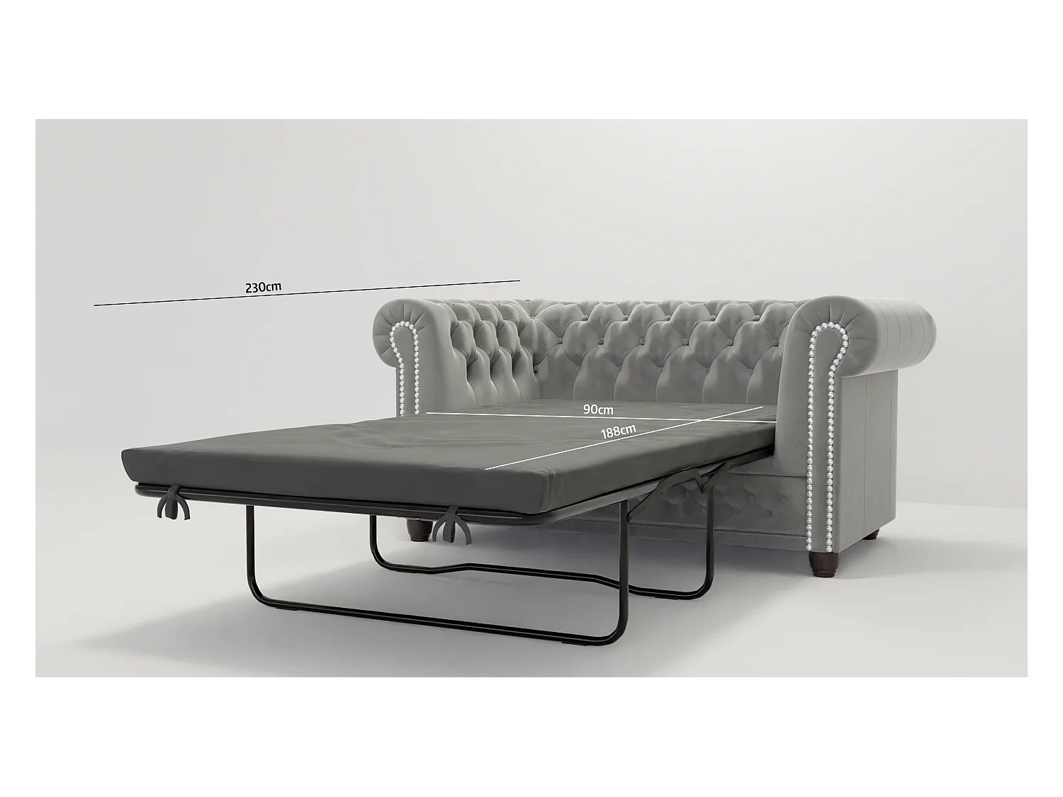 Liv 2-Sitzer Chesterfield Sofa mit Schlaffunktion Samt Bezug