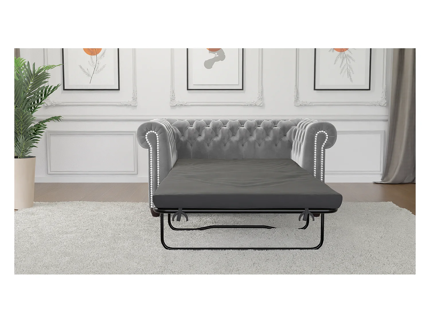 Liv 2-Sitzer Chesterfield Sofa mit Schlaffunktion Samt Bezug