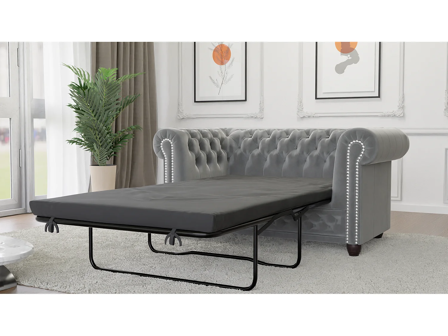 Liv 2-Sitzer Chesterfield Sofa mit Schlaffunktion Samt Bezug