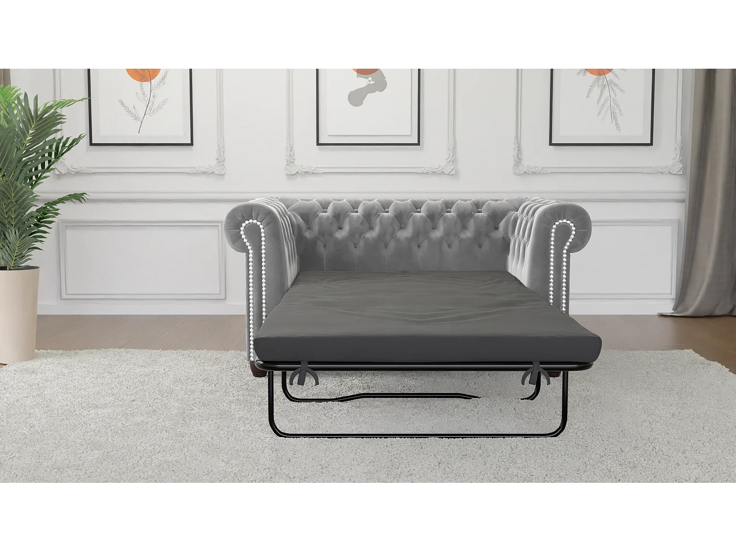 Liv 2-Sitzer Chesterfield Sofa mit Schlaffunktion Samt Bezug