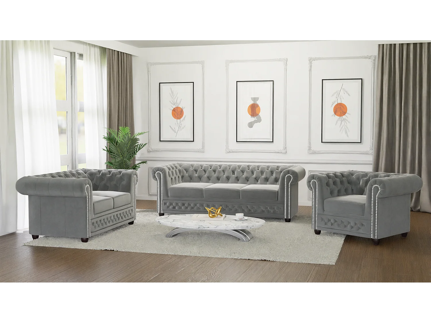 Liv 2-Sitzer Chesterfield Sofa mit Schlaffunktion Samt Bezug