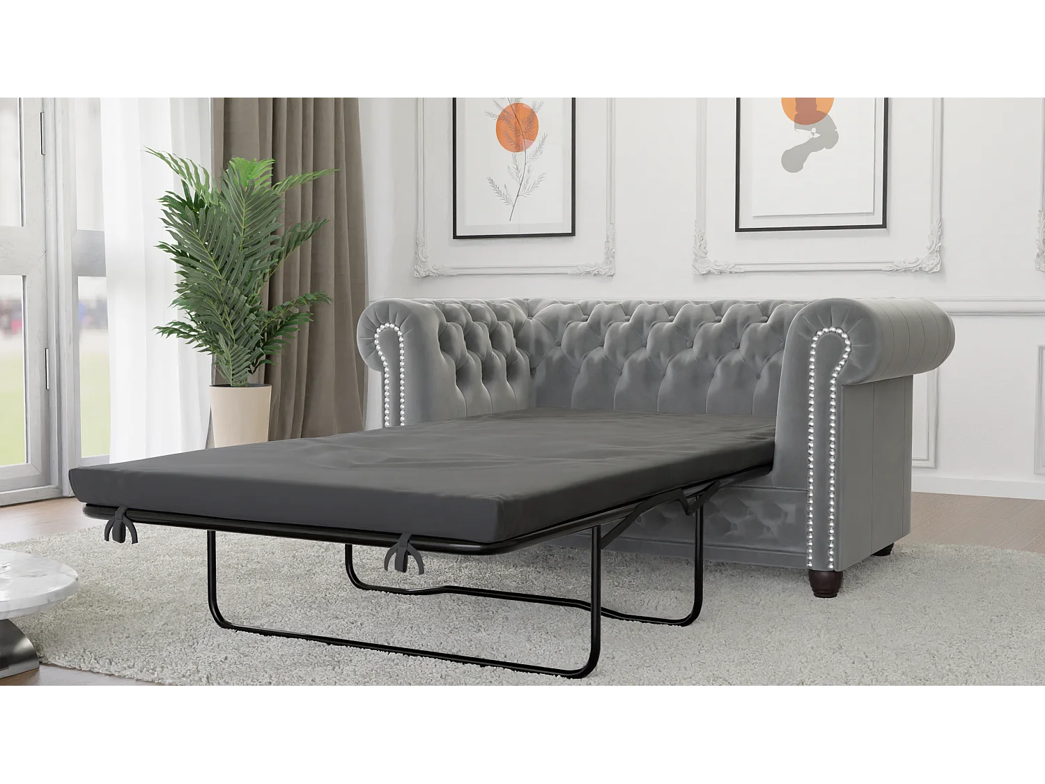 Liv 2-Sitzer Chesterfield Sofa mit Schlaffunktion Samt Bezug