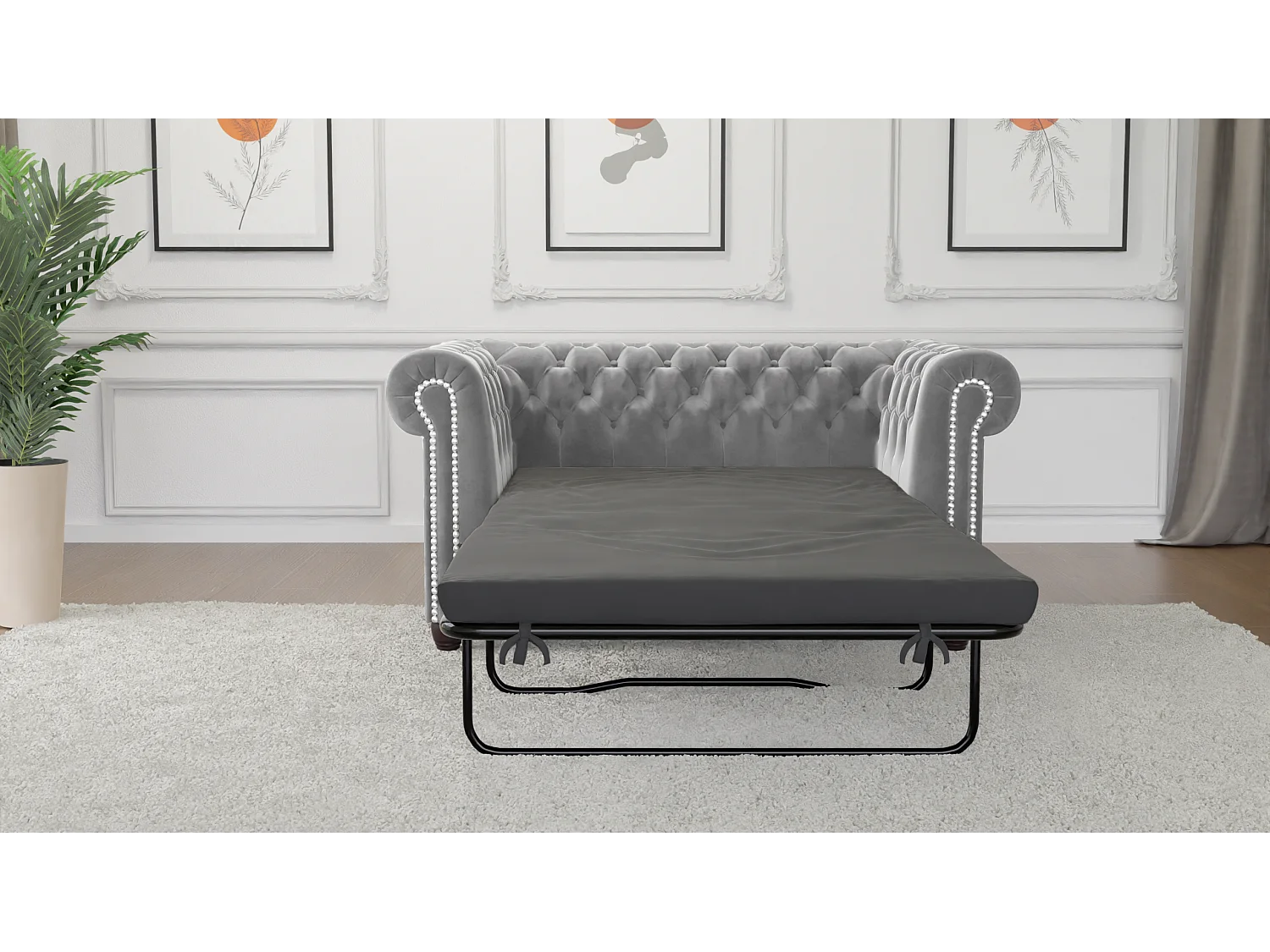 Liv 2-Sitzer Chesterfield Sofa mit Schlaffunktion Samt Bezug