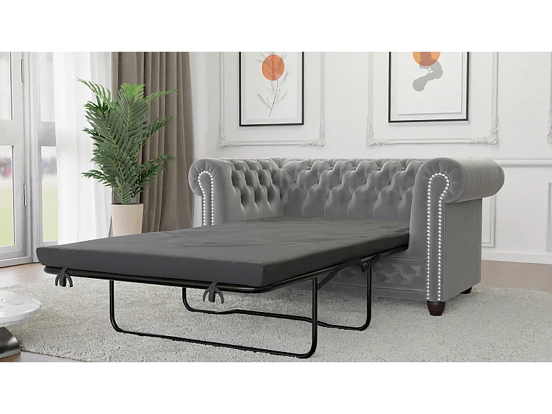 Liv 2-Sitzer Chesterfield Sofa mit Schlaffunktion Samt Bezug