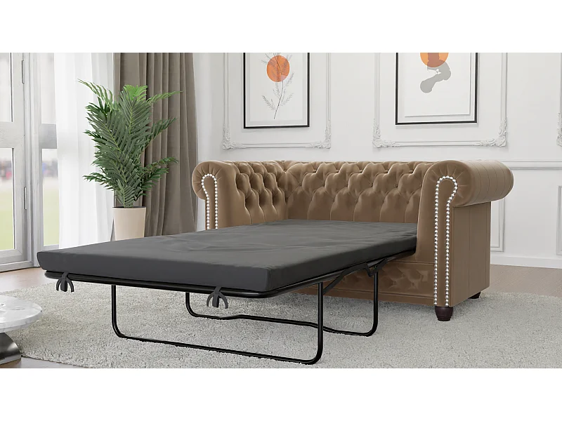Liv 2-Sitzer Chesterfield Sofa mit Schlaffunktion Samt Bezug