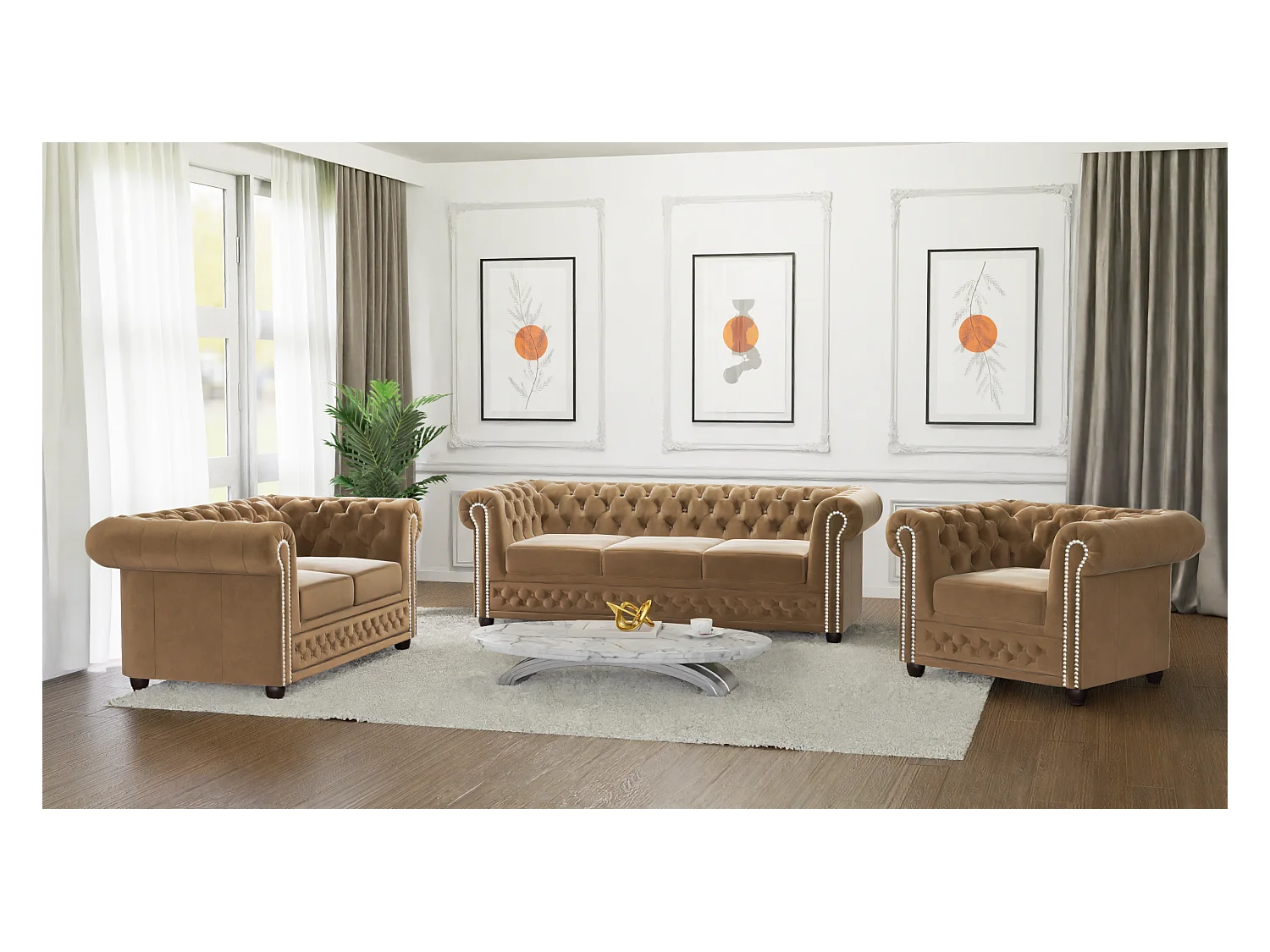 Liv 2-Sitzer Chesterfield Sofa mit Schlaffunktion Samt Bezug