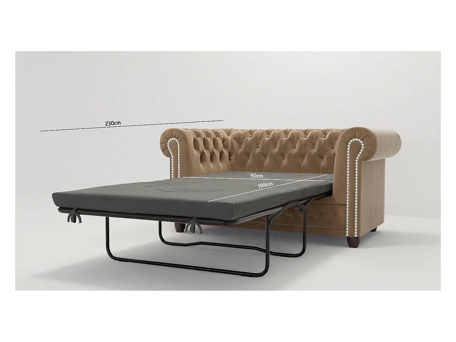 Liv 2-Sitzer Chesterfield Sofa mit Schlaffunktion Samt Bezug