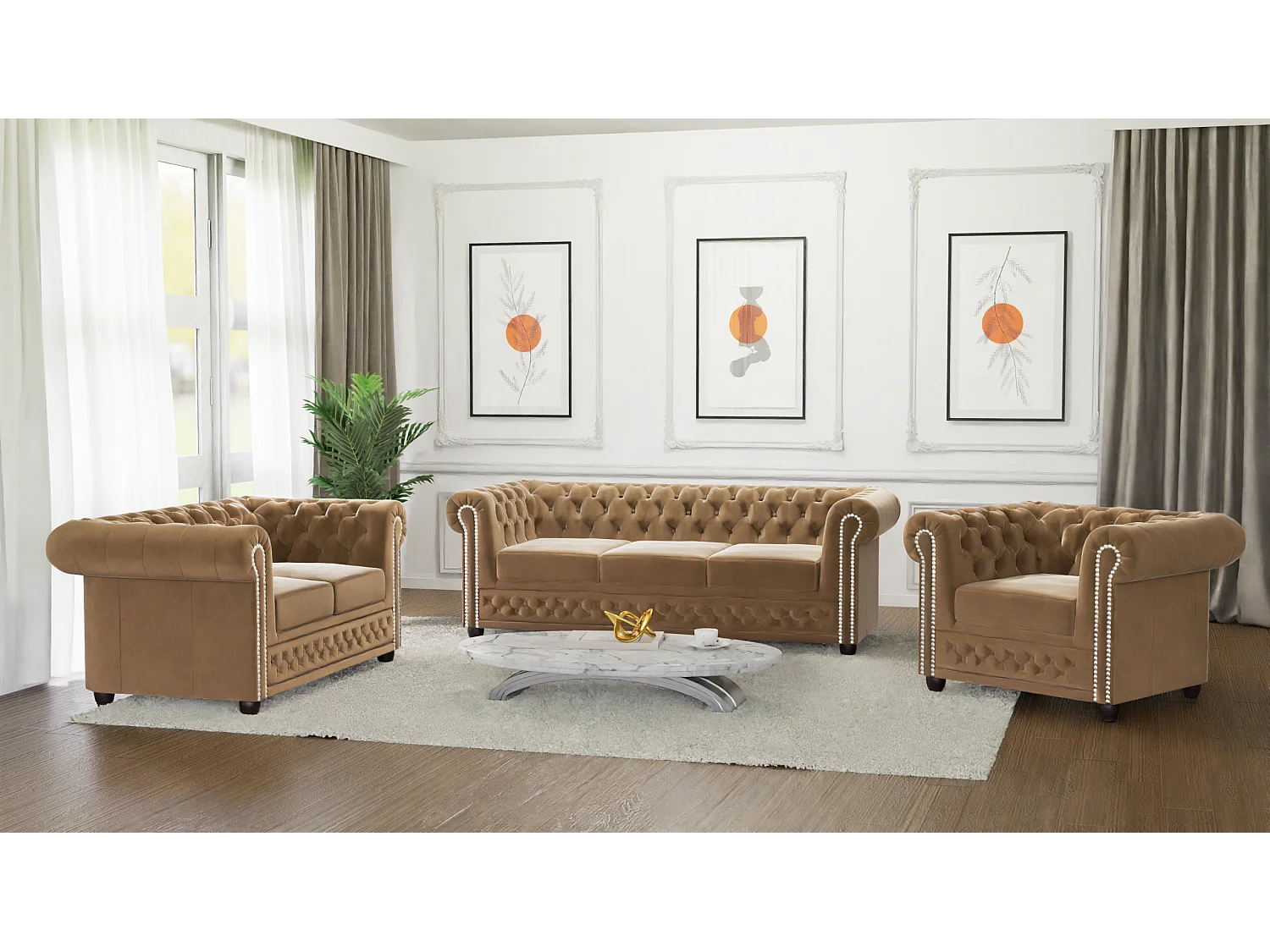 Liv 2-Sitzer Chesterfield Sofa mit Schlaffunktion Samt Bezug