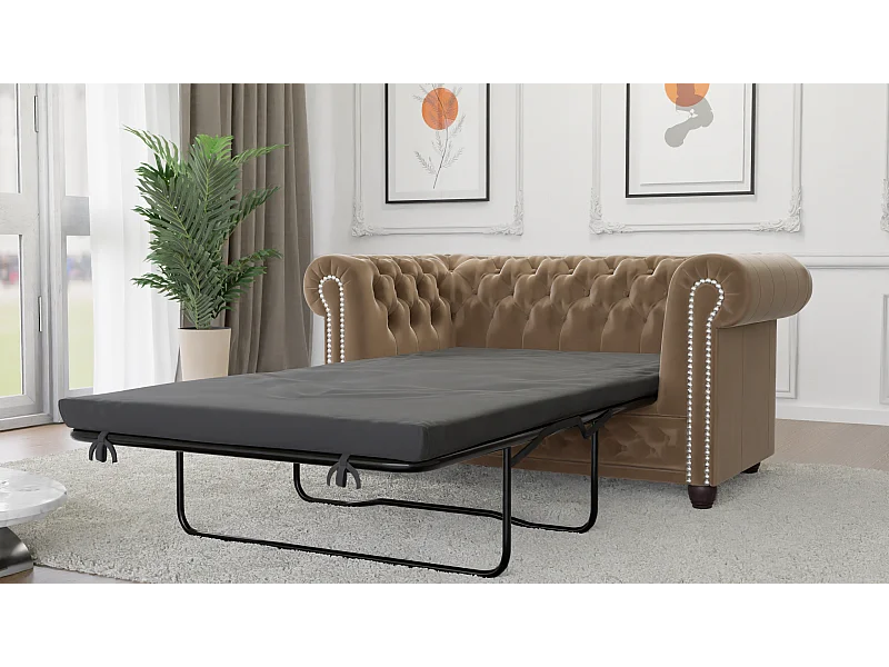 Liv 2-Sitzer Chesterfield Sofa mit Schlaffunktion Samt Bezug