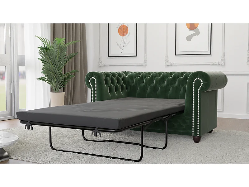 Liv 2-Sitzer Chesterfield Sofa mit Schlaffunktion Samt Bezug