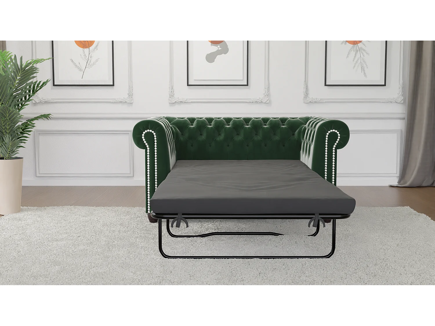 Liv 2-Sitzer Chesterfield Sofa mit Schlaffunktion Samt Bezug