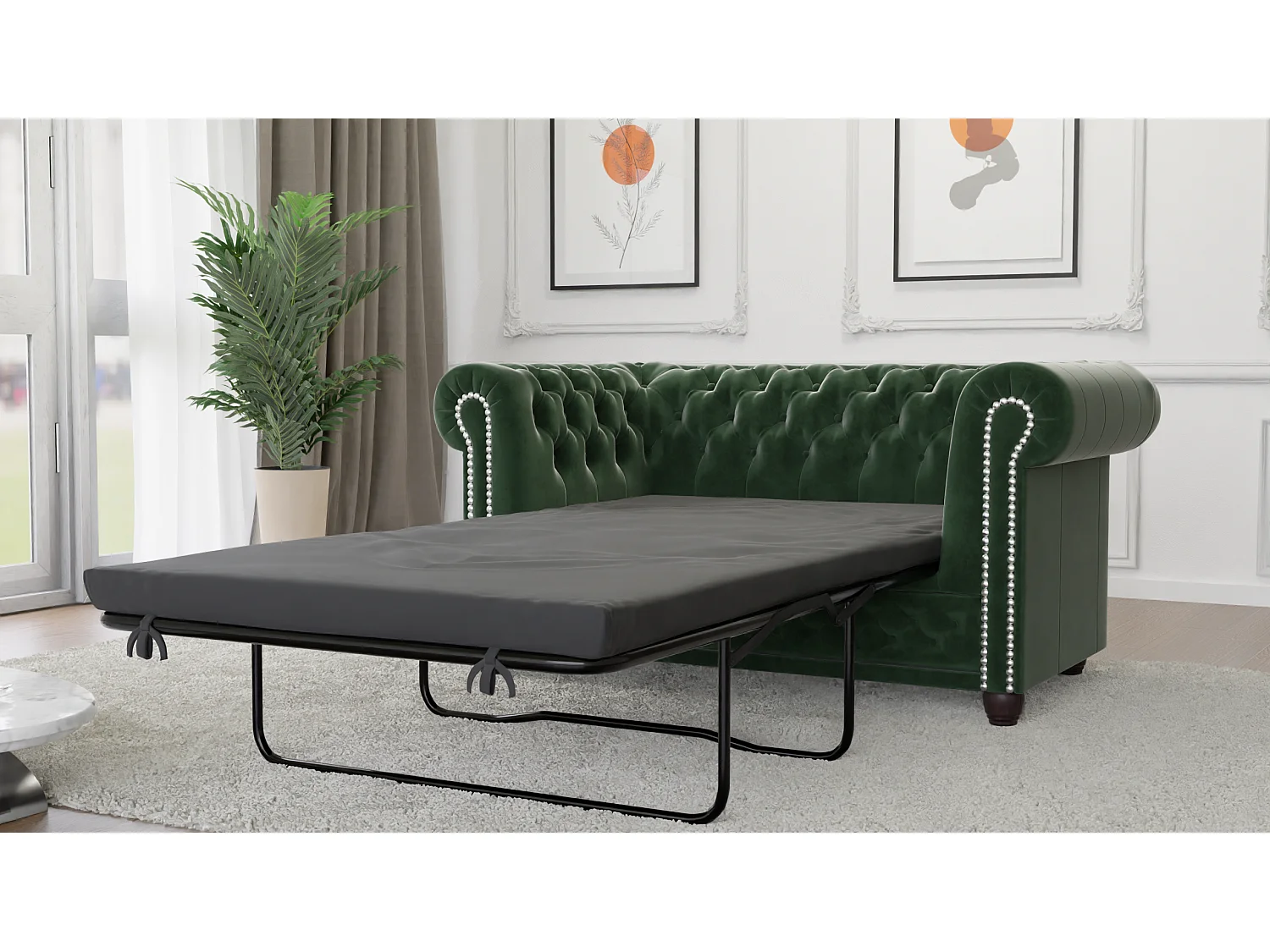 Liv 2-Sitzer Chesterfield Sofa mit Schlaffunktion Samt Bezug