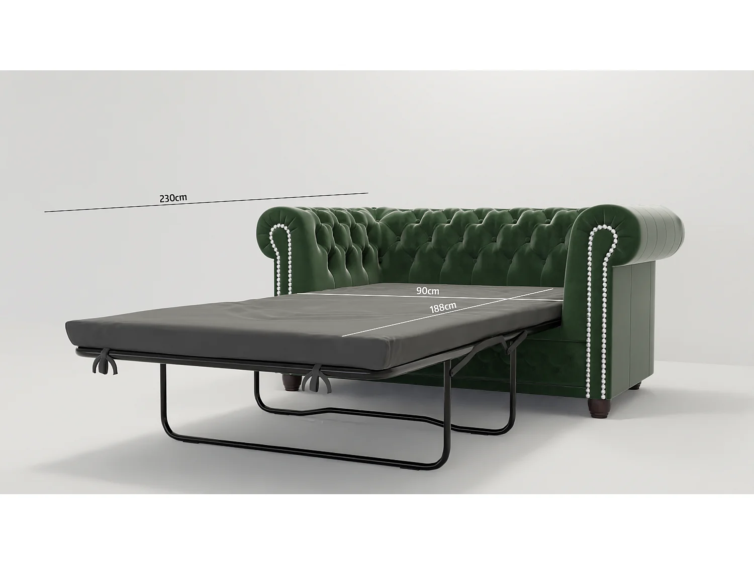 Liv 2-Sitzer Chesterfield Sofa mit Schlaffunktion Samt Bezug