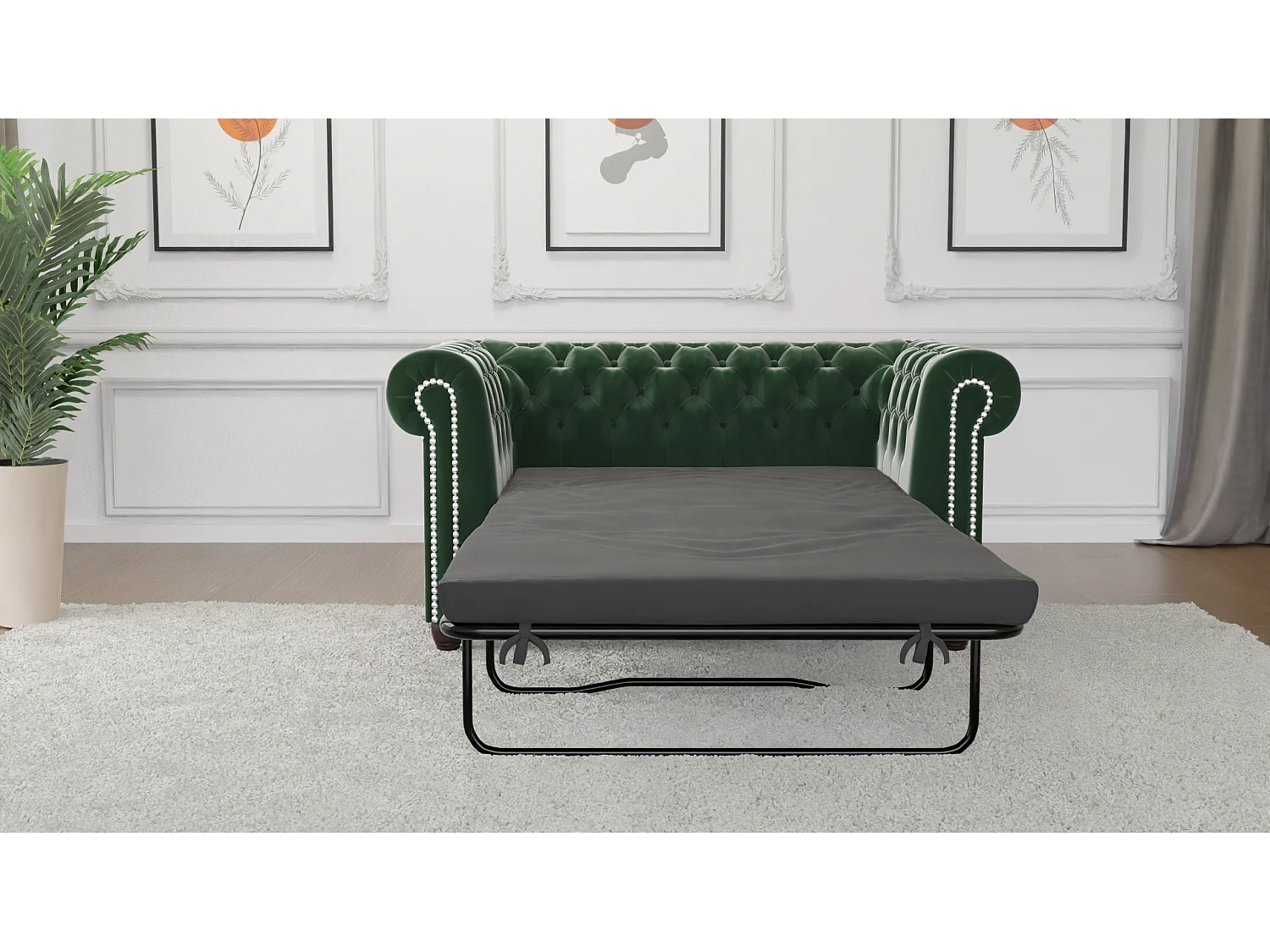 Liv 2-Sitzer Chesterfield Sofa mit Schlaffunktion Samt Bezug