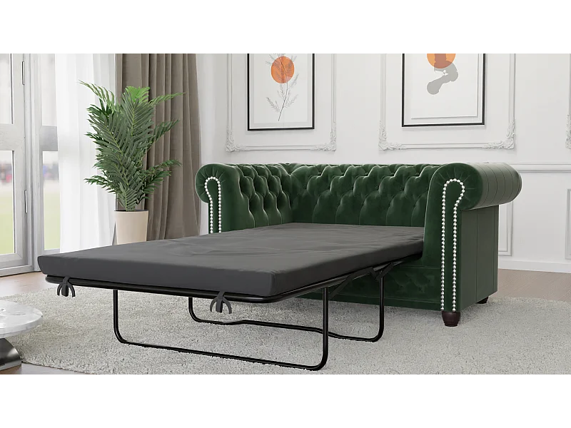 Liv 2-Sitzer Chesterfield Sofa mit Schlaffunktion Samt Bezug