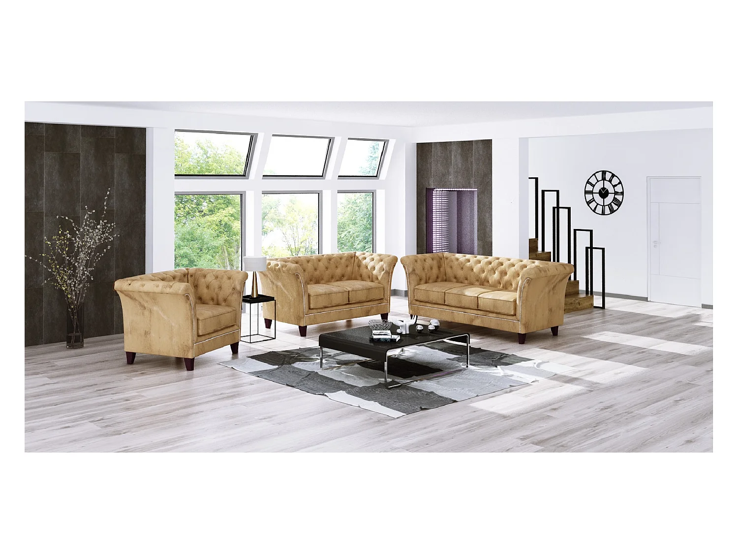 Chesterfield Cohen Polstergarnitur 3+2+1