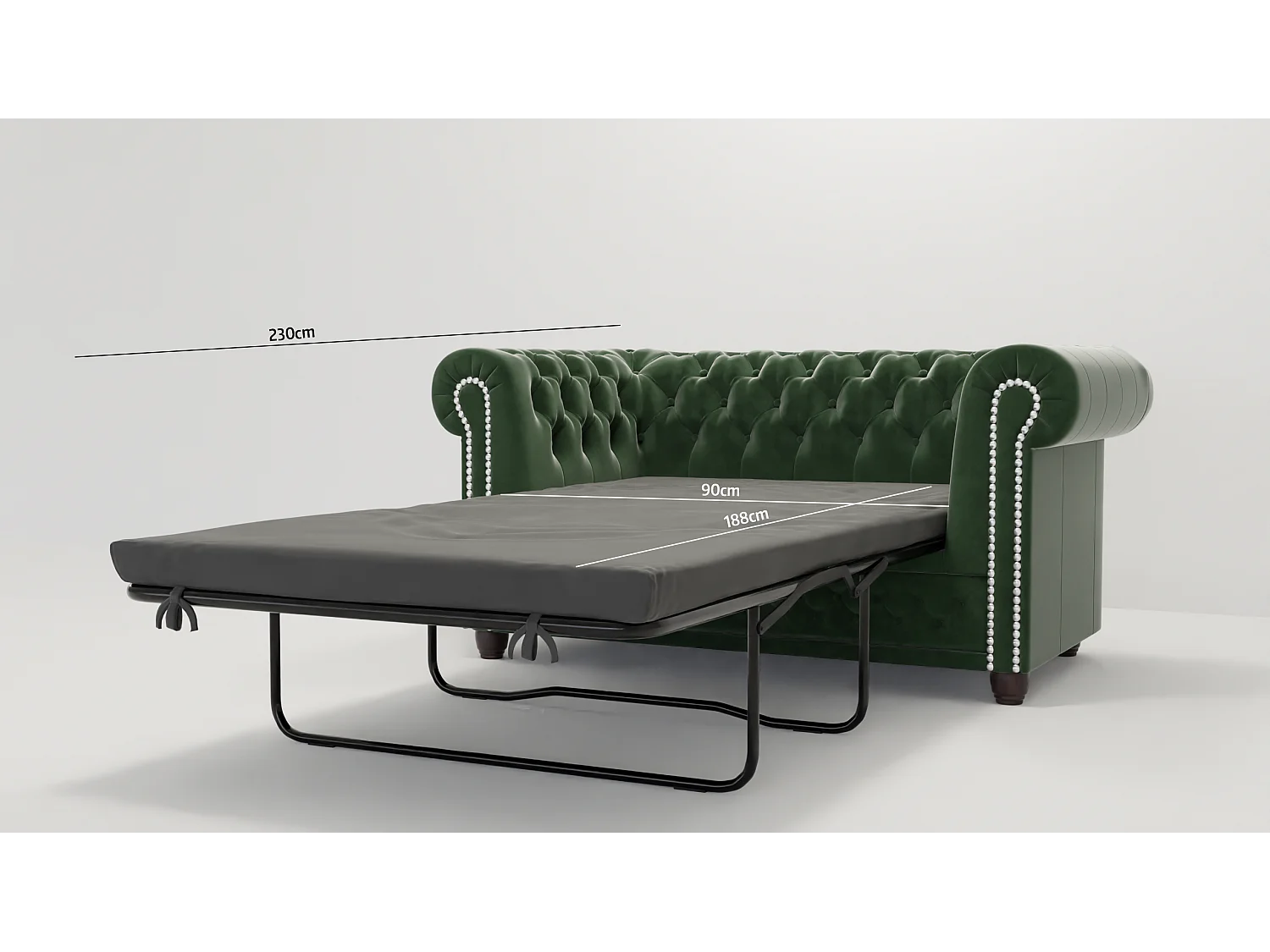 Chesterfield Liv Polstergarnitur mit Schlaffunktion 3+2+1 Samt Bezug