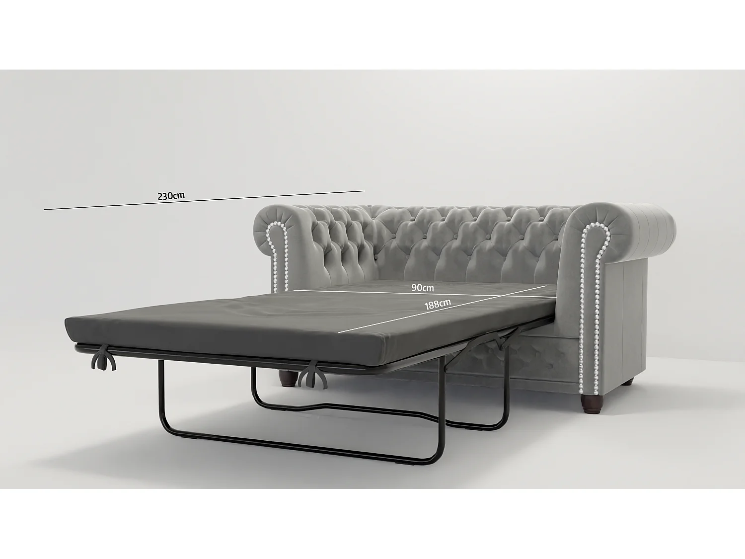 Chesterfield Liv Polstergarnitur mit Schlaffunktion 3+2+1 Samt Bezug