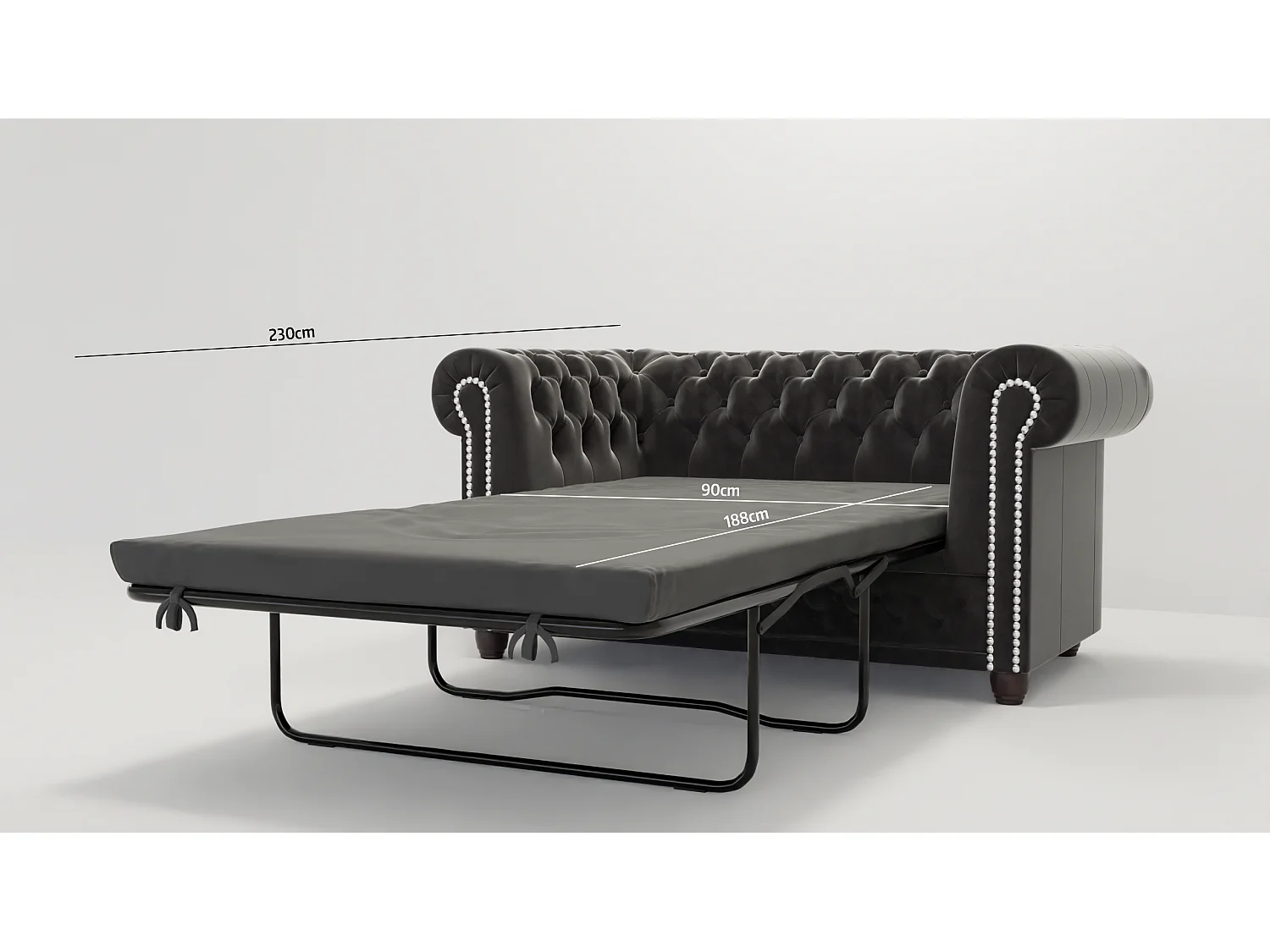 Chesterfield Liv Polstergarnitur mit Schlaffunktion 3+2+1 Samt Bezug