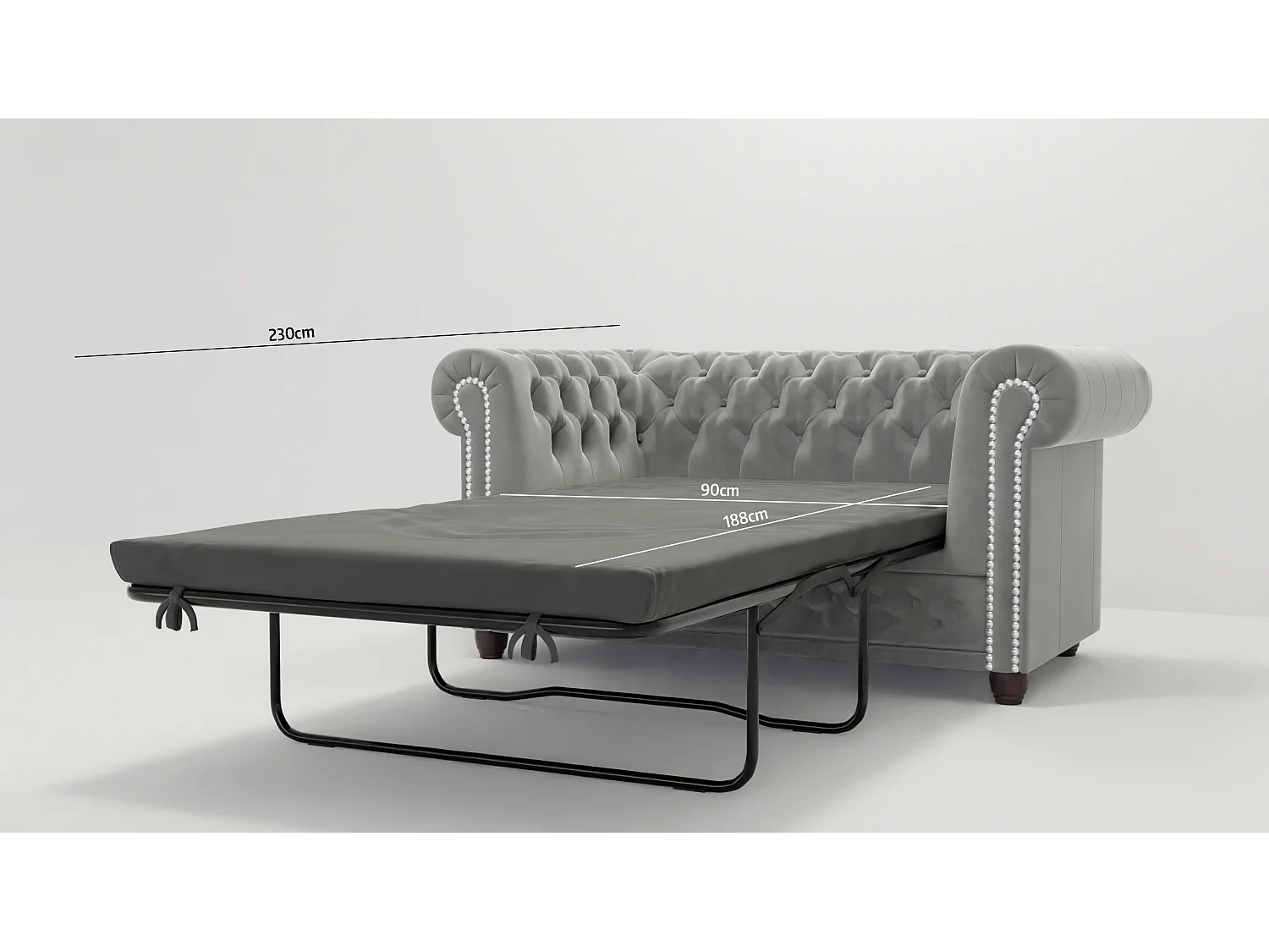 Chesterfield Liv Polstergarnitur mit Schlaffunktion 3+2+1 Samt Bezug