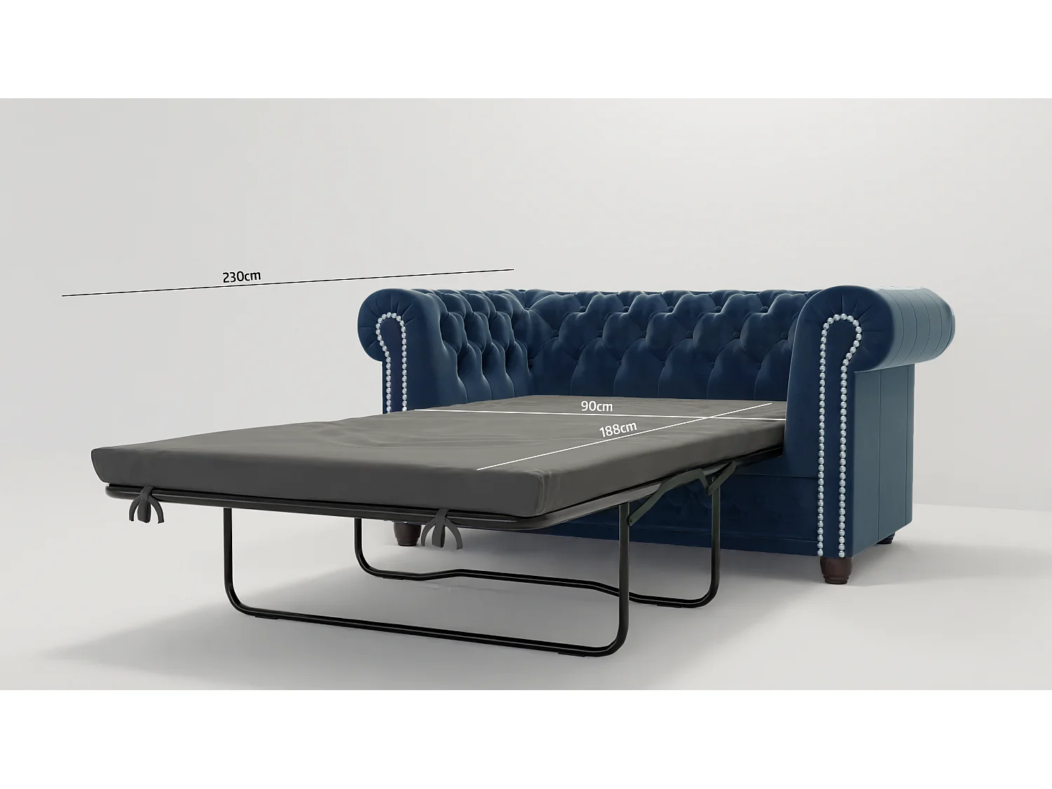 Chesterfield Liv Polstergarnitur mit Schlaffunktion 3+2+1 Samt Bezug