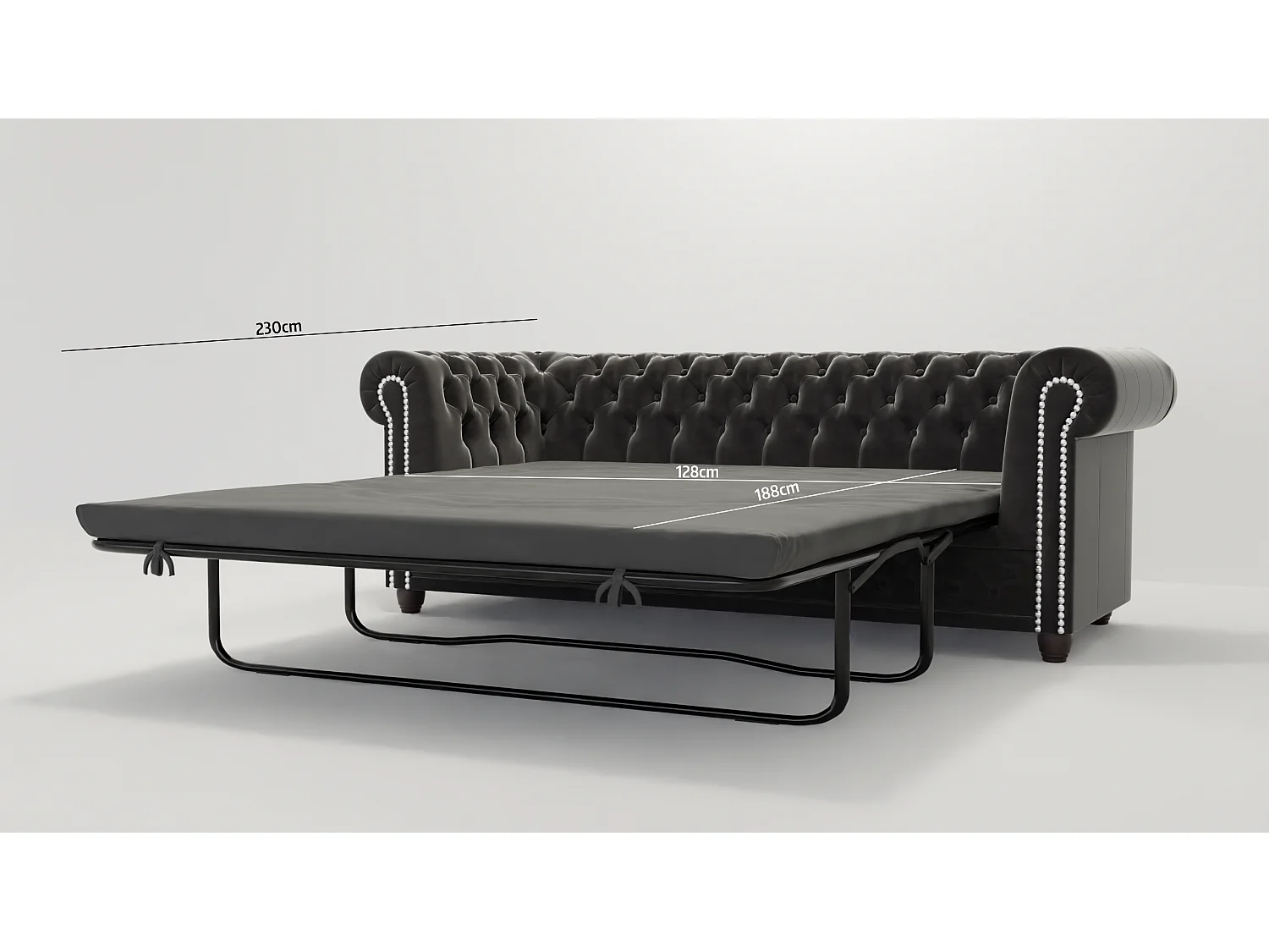 Chesterfield Liv Polstergarnitur mit Schlaffunktion 3+2+1 Samt Bezug