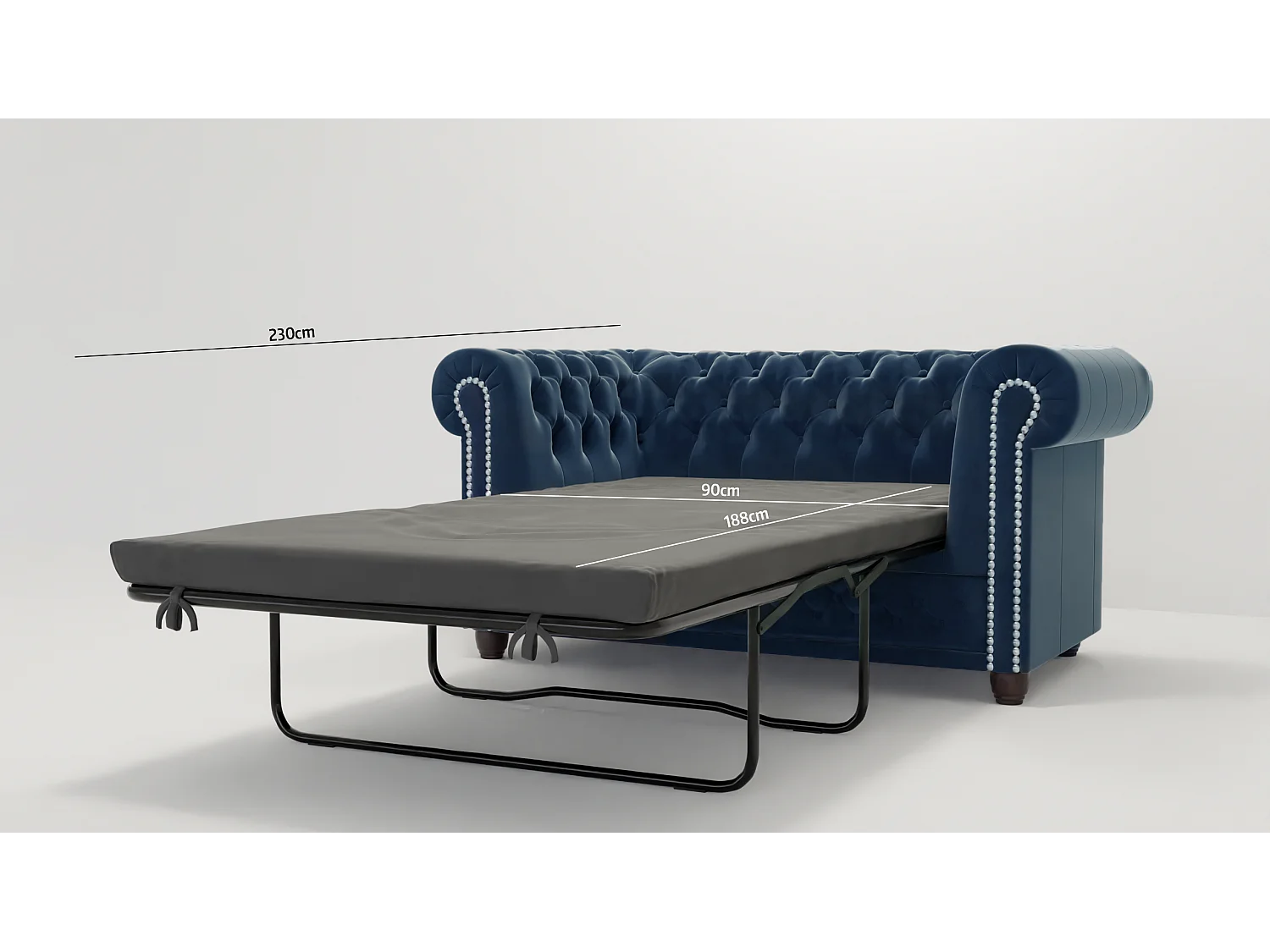 Chesterfield Liv Polstergarnitur mit Schlaffunktion 3+2+1 Samt Bezug