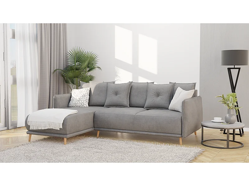 Ecksofa Noah mit Bettfunktion und Bettkasten, im skandinavischen Design