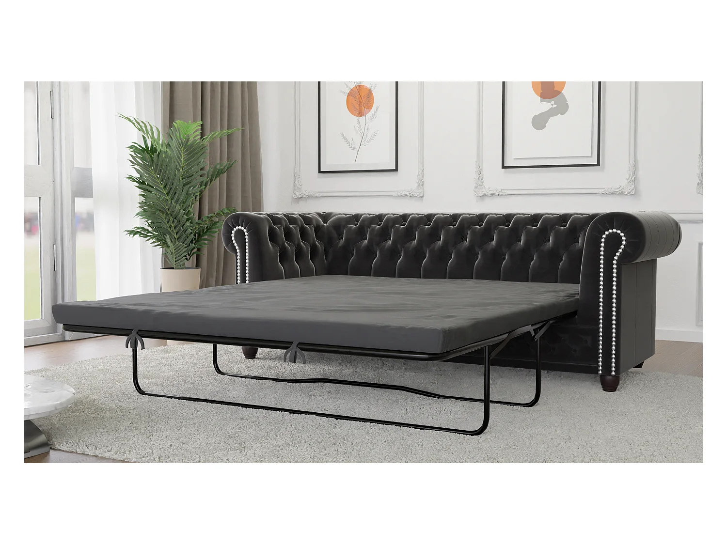 Liv 3-Sitzer Chesterfield Sofa mit Schlaffunktion Samt Bezug
