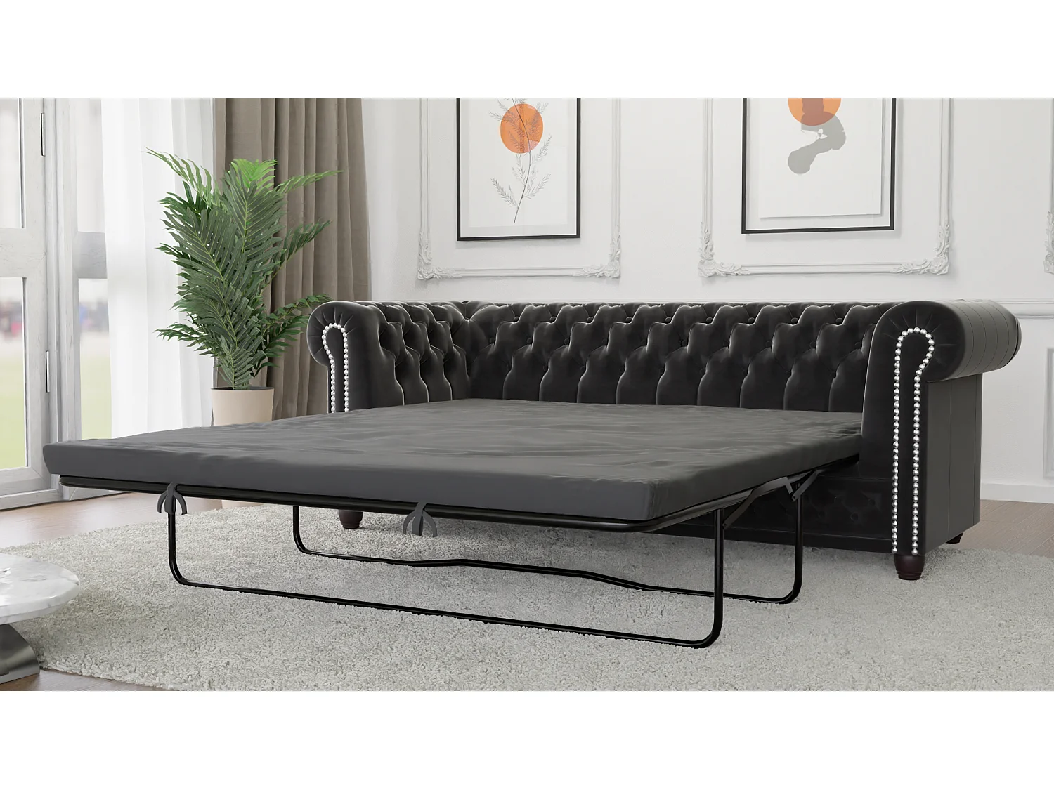 Liv 3-Sitzer Chesterfield Sofa mit Schlaffunktion Samt Bezug