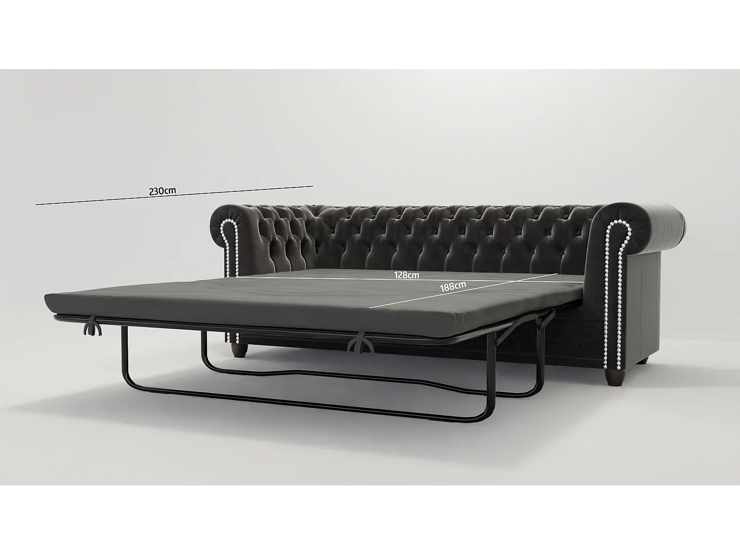 Liv 3-Sitzer Chesterfield Sofa mit Schlaffunktion Samt Bezug