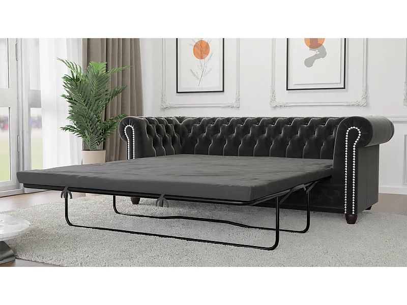 Liv 3-Sitzer Chesterfield Sofa mit Schlaffunktion Samt Bezug