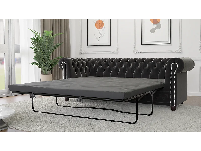 Liv 3-Sitzer Chesterfield Sofa mit Schlaffunktion Samt Bezug