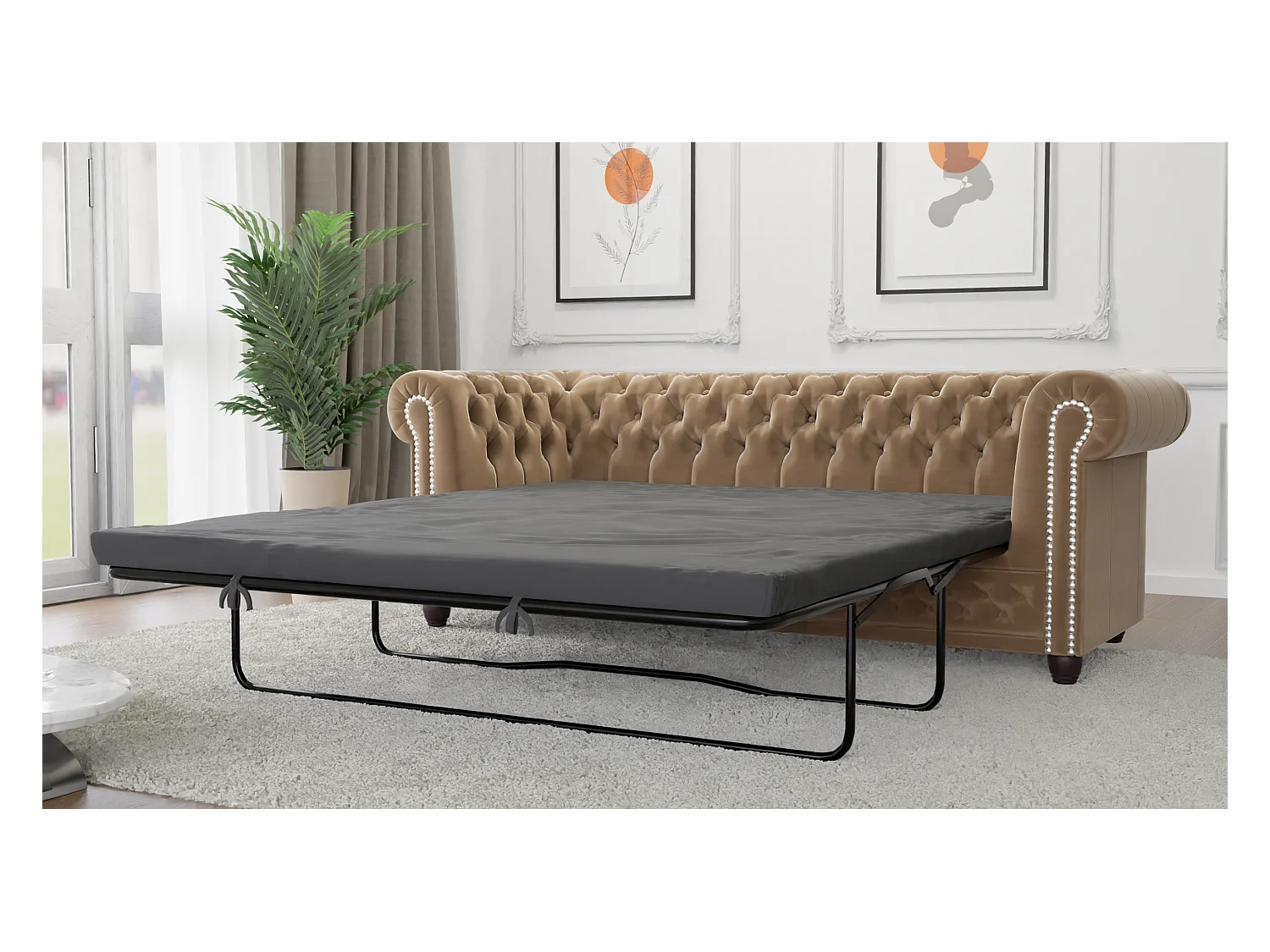 Liv 3-Sitzer Chesterfield Sofa mit Schlaffunktion Samt Bezug
